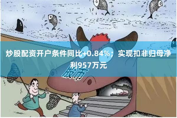 炒股配资开户条件同比+0.84%；实现扣非归母净利957万元